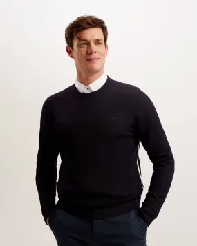 Liblo Ls Merino Branded Crew Neck Navy Liblo Ls Merino Branded Crew Neck Navy
