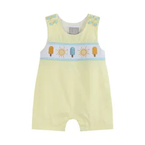 Lil Cactus - Yellow Popsicle Smocked Shortalls Lil Cactus - Yellow Popsicle Smocked Shortalls