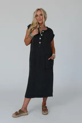 Madeline Textured Maxi Dress - Charcoal Madeline Textured Maxi Dress - Charcoal