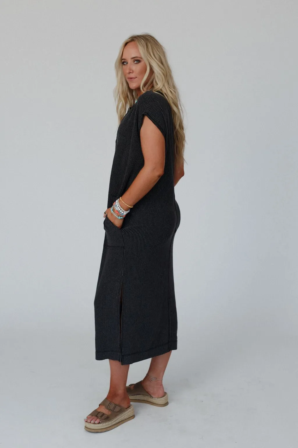 Madeline Textured Maxi Dress - Charcoal