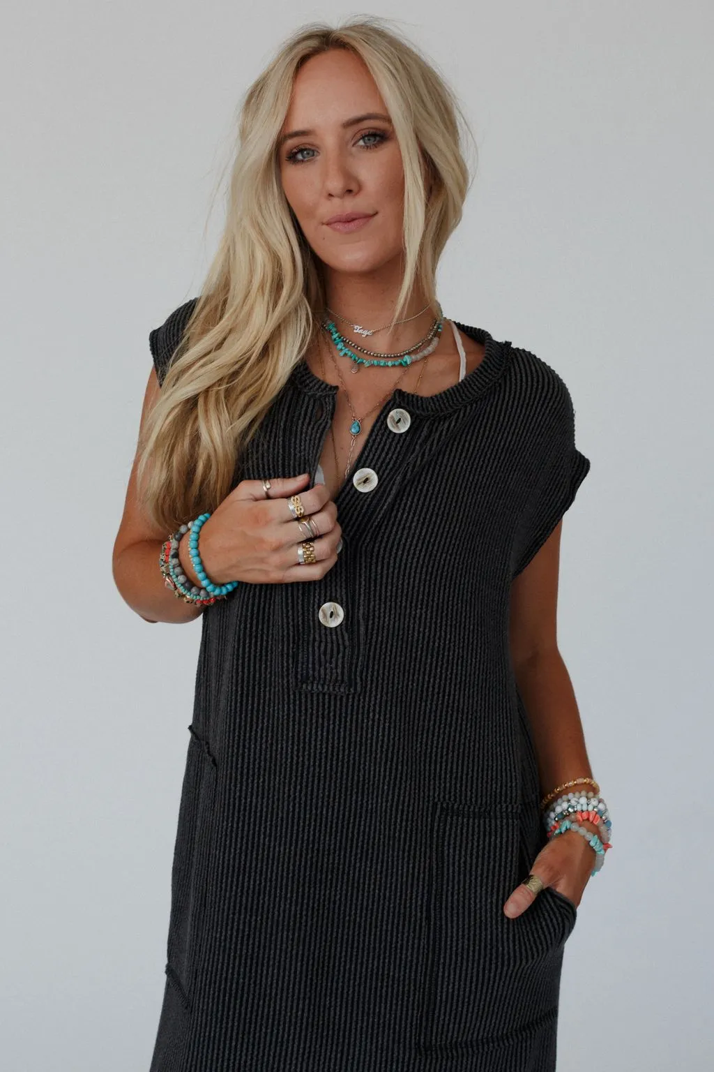 Madeline Textured Maxi Dress - Charcoal