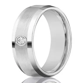 Mens 4mm 14k White Gold Diamond Band with Satin Finish Mens 4mm 14k White Gold Diamond Band with Satin Finish