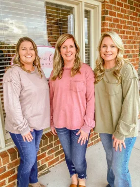 Mineral washed cotton jersey long sleeve top Mineral washed cotton jersey long sleeve top