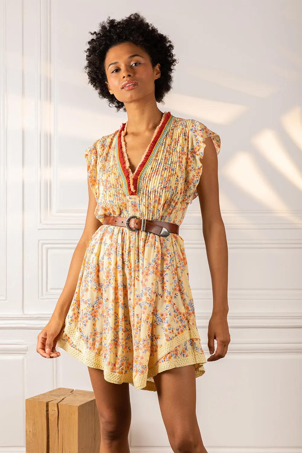 Mini Dress Sasha - Yellow Kookoo Bird