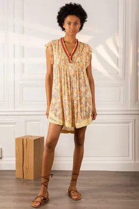 Mini Dress Sasha - Yellow Kookoo Bird Mini Dress Sasha - Yellow Kookoo Bird