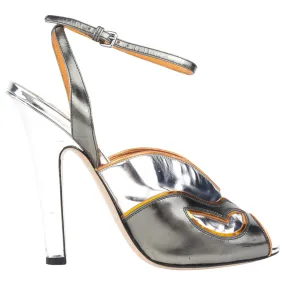 Miu Miu Metallic Leather Peep Toe Strappy Heels - 40 IT Miu Miu Metallic Leather Peep Toe Strappy Heels - 40 IT