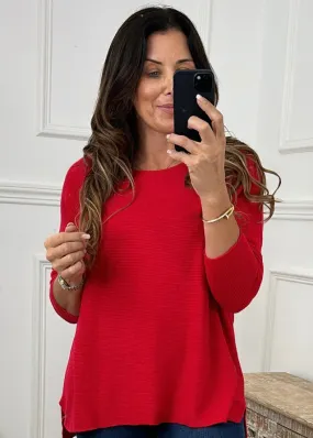 Monique Red Textured Necklace Top Monique Red Textured Necklace Top