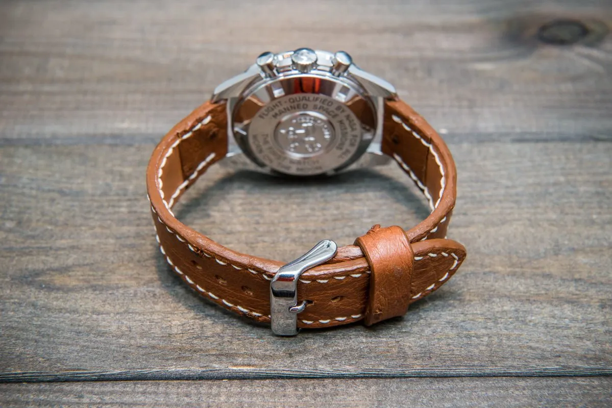 Ostrich leather watch straps/  Cognac color/  handmade to order in Finland