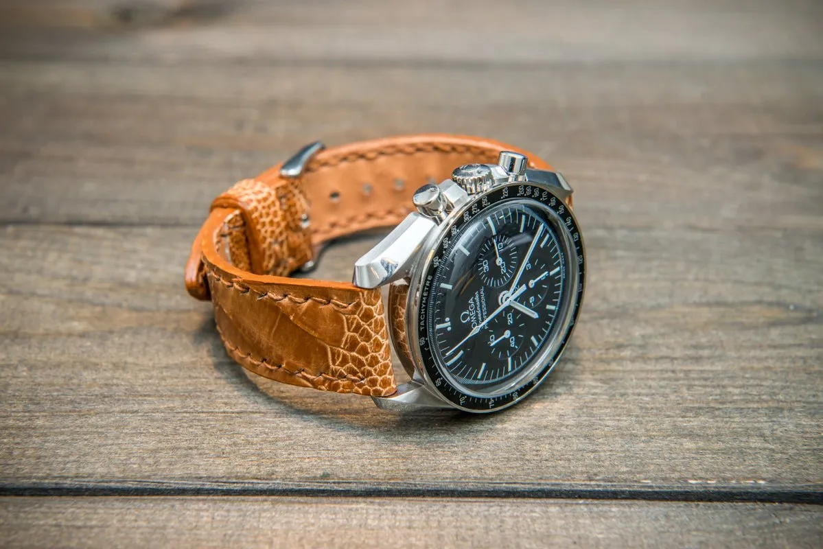 Ostrich legs leather watch straps/ Light Cognac/  handmade to order in Finland