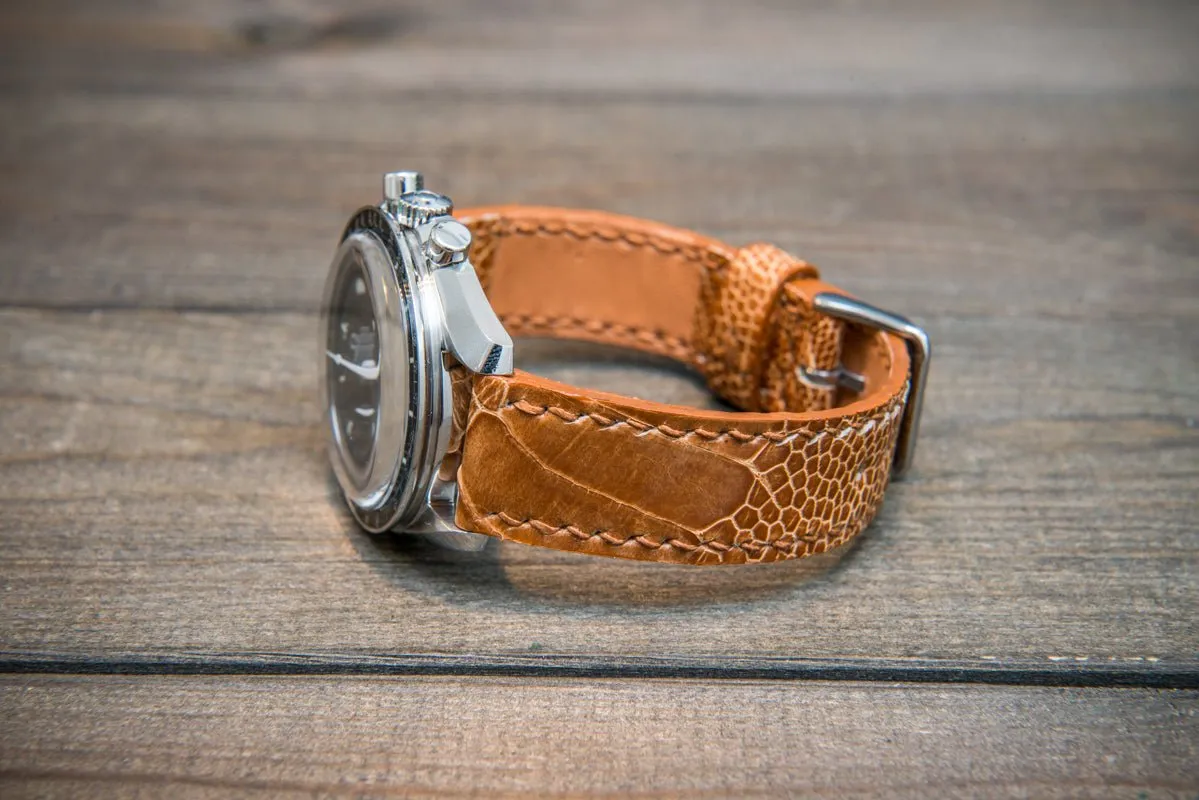 Ostrich legs leather watch straps/ Light Cognac/  handmade to order in Finland