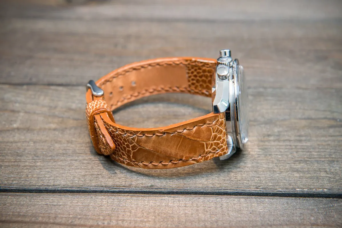 Ostrich legs leather watch straps/ Light Cognac/  handmade to order in Finland