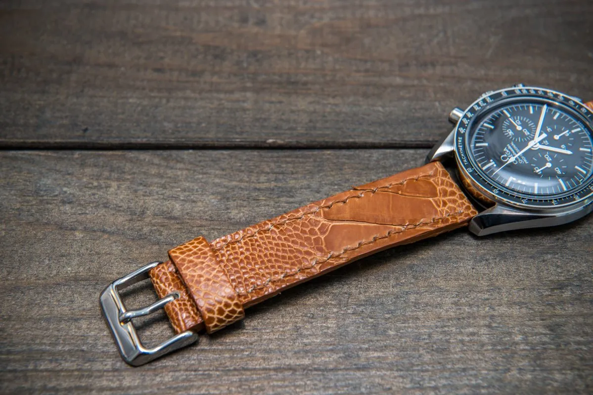 Ostrich legs leather watch straps/ Light Cognac/  handmade to order in Finland