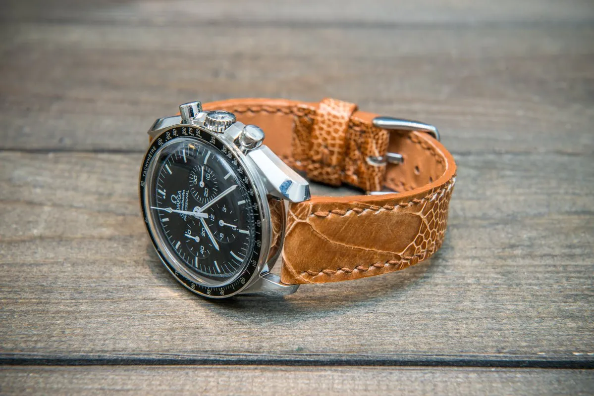 Ostrich legs leather watch straps/ Light Cognac/  handmade to order in Finland