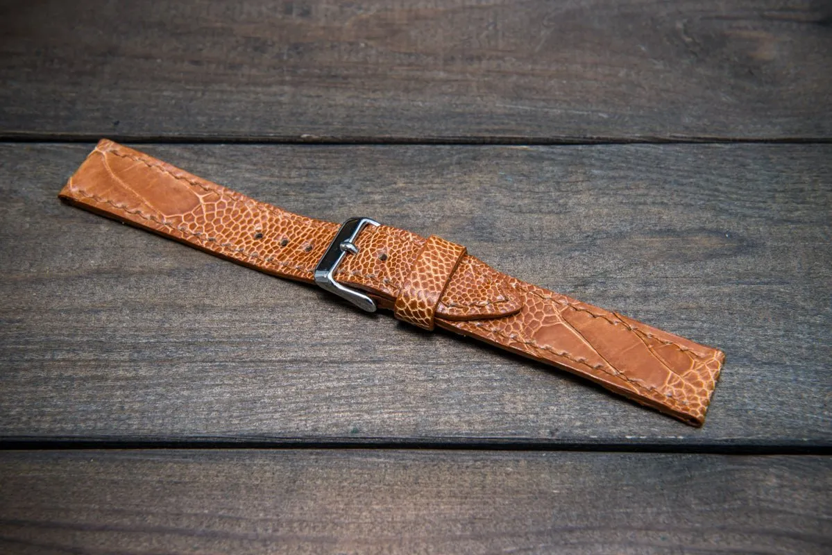Ostrich legs leather watch straps/ Light Cognac/  handmade to order in Finland