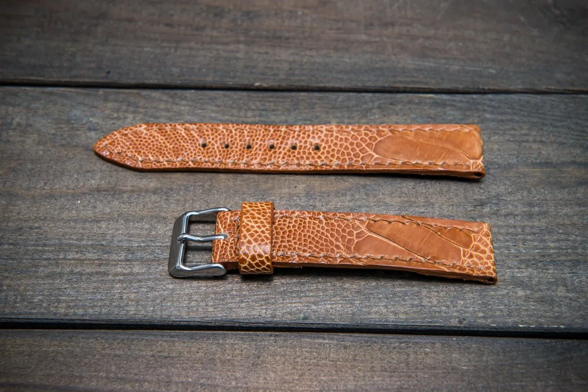 Ostrich legs leather watch straps/ Light Cognac/  handmade to order in Finland