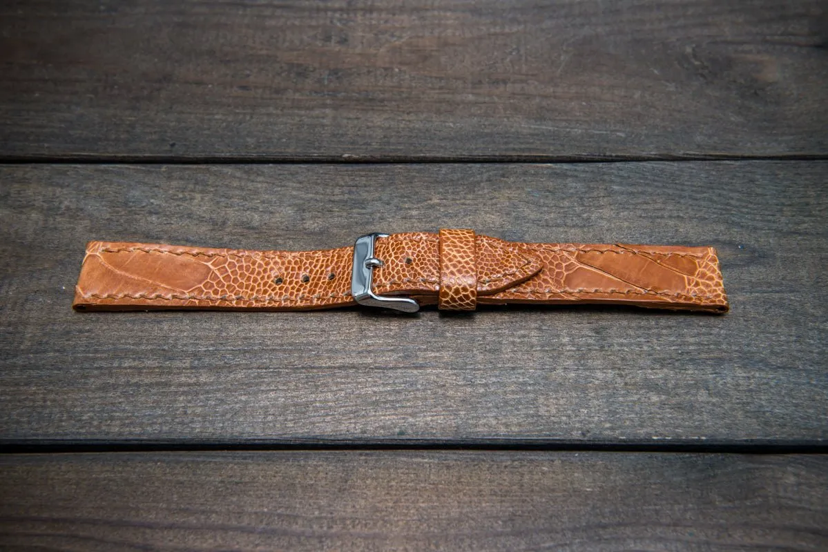 Ostrich legs leather watch straps/ Light Cognac/  handmade to order in Finland