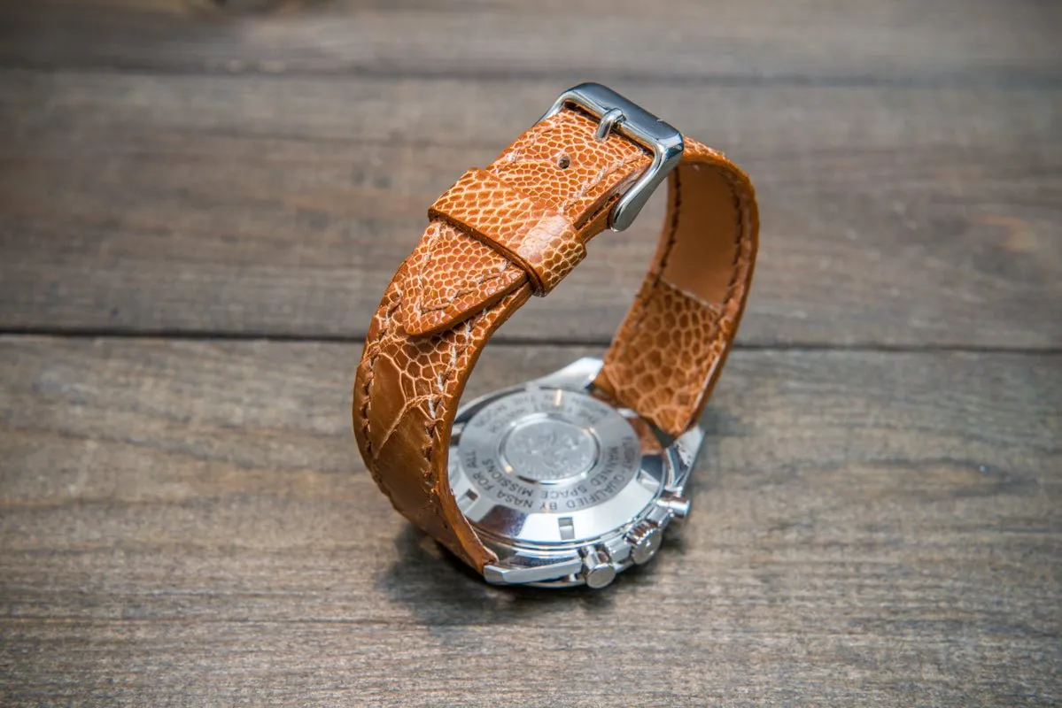 Ostrich legs leather watch straps/ Light Cognac/  handmade to order in Finland