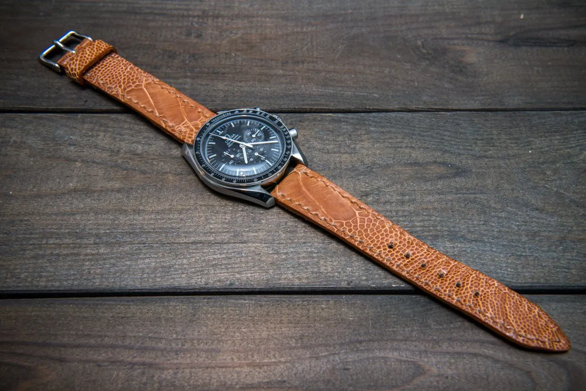 Ostrich legs leather watch straps/ Light Cognac/  handmade to order in Finland