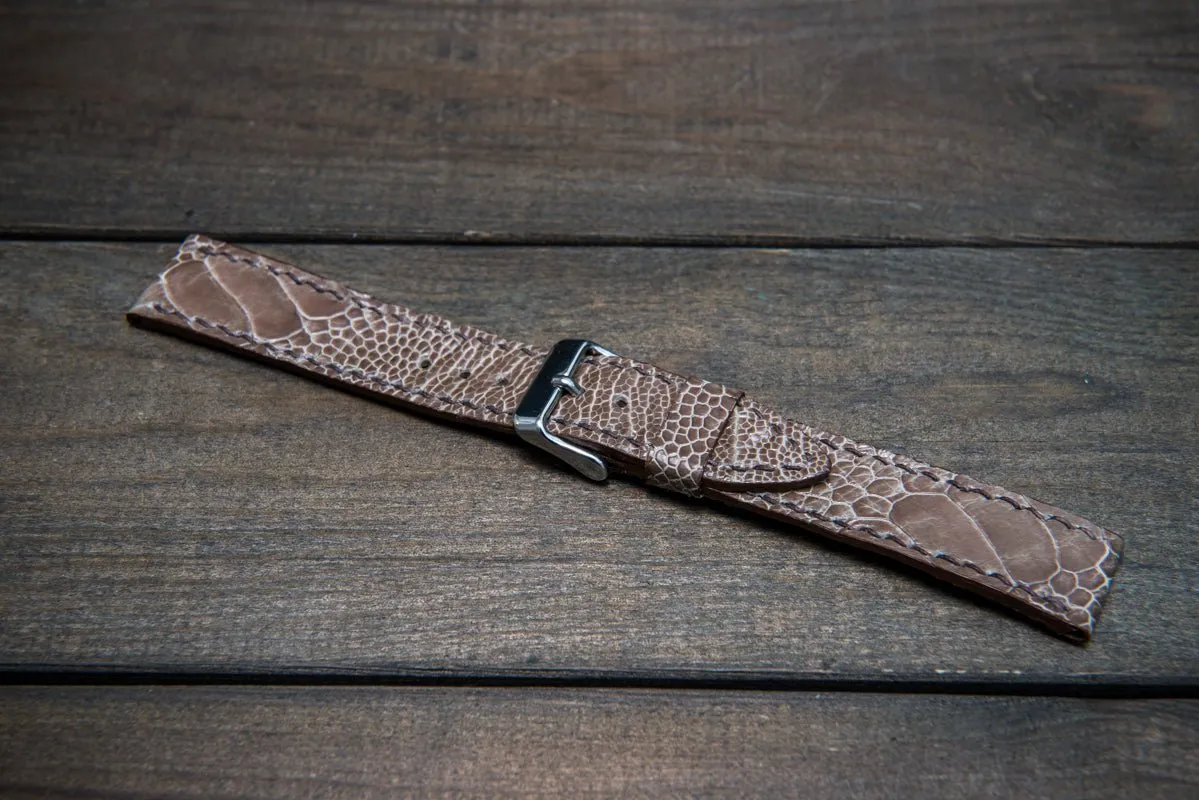 Ostrich legs leather watch straps/ Vintage beige/  handmade to order in Finland