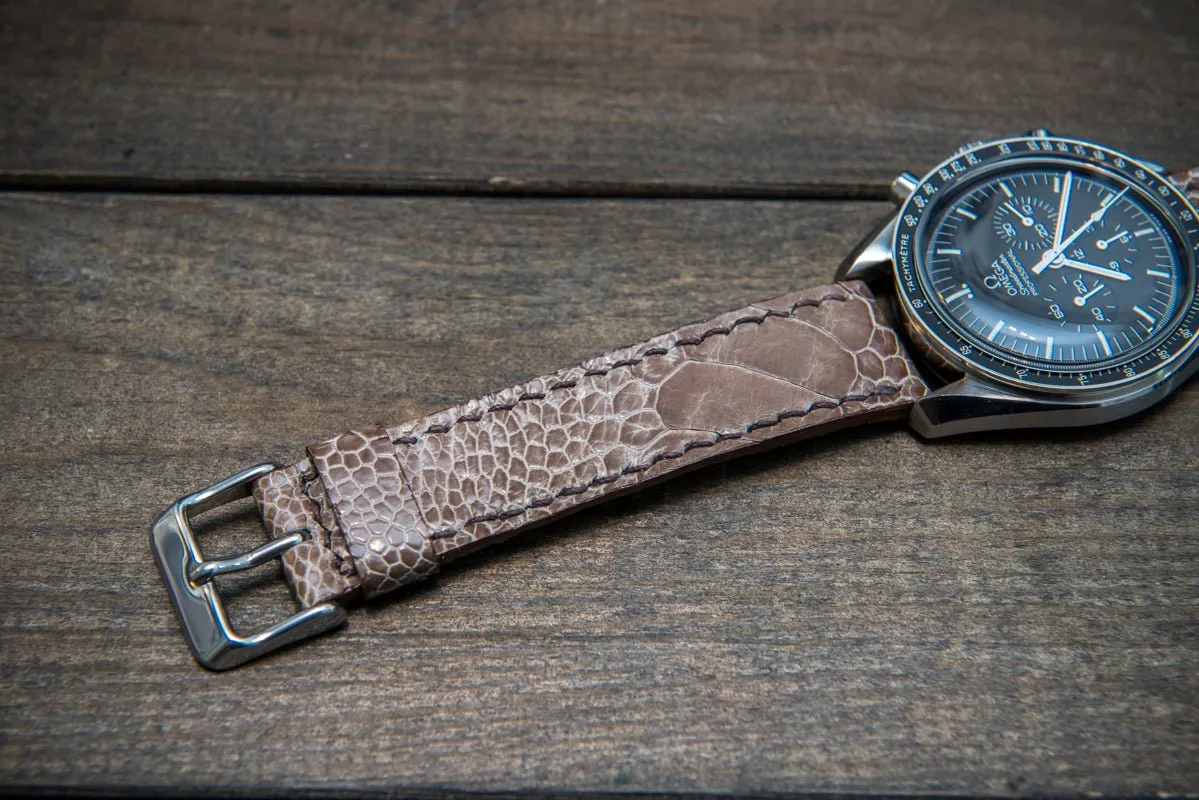 Ostrich legs leather watch straps/ Vintage beige/  handmade to order in Finland