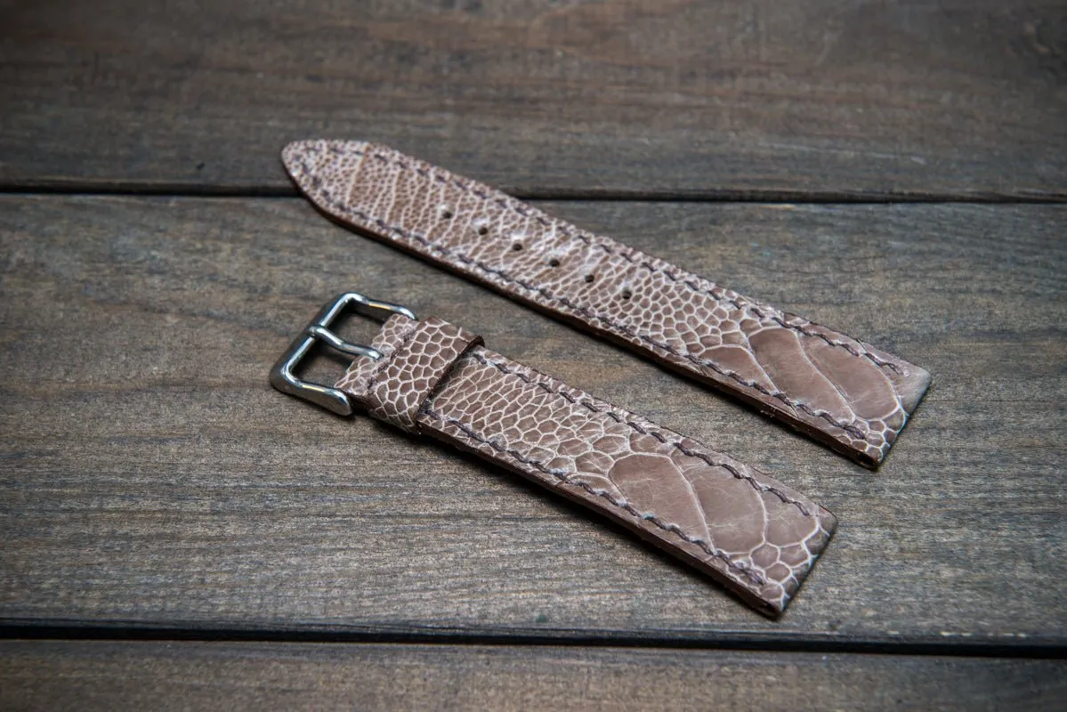 Ostrich legs leather watch straps/ Vintage beige/  handmade to order in Finland