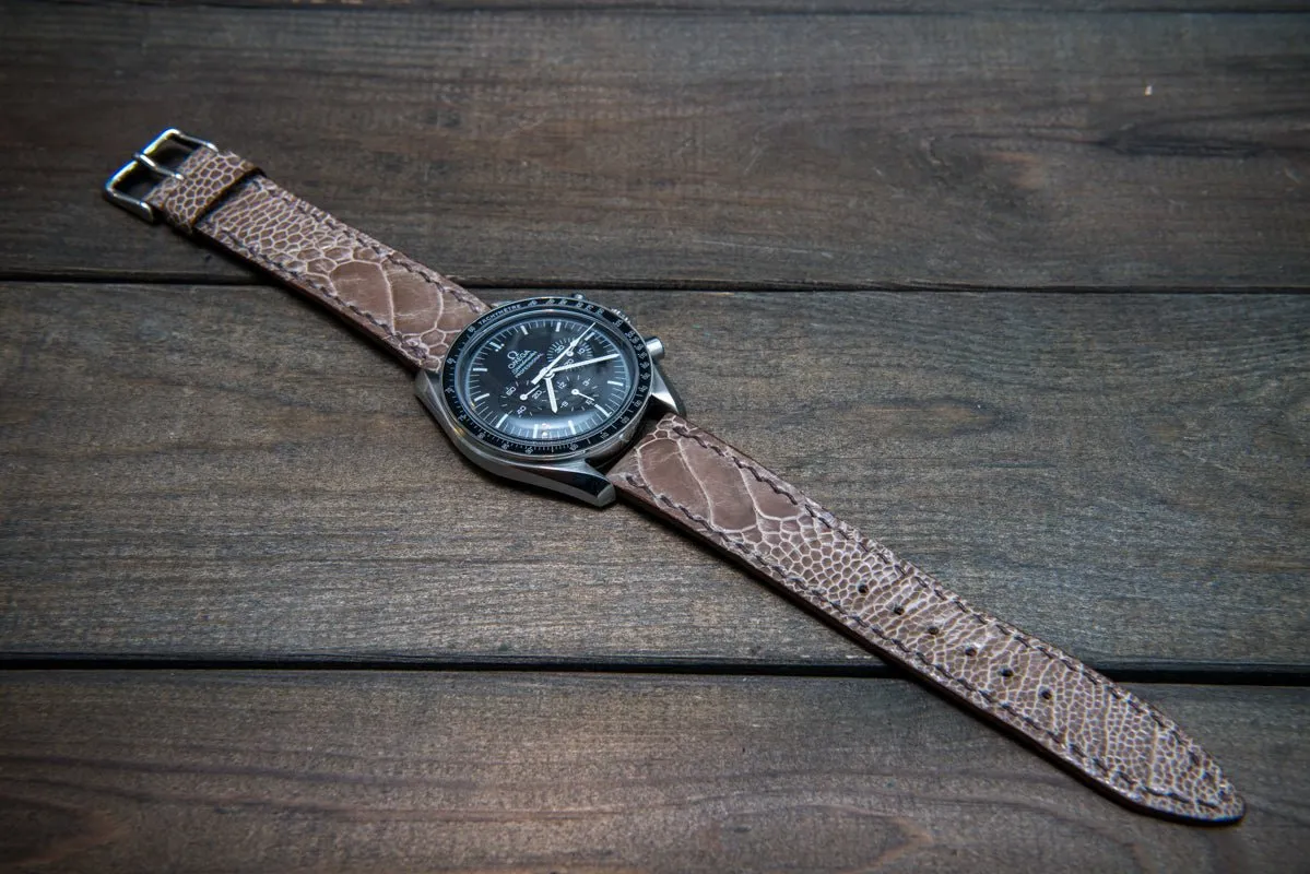 Ostrich legs leather watch straps/ Vintage beige/  handmade to order in Finland