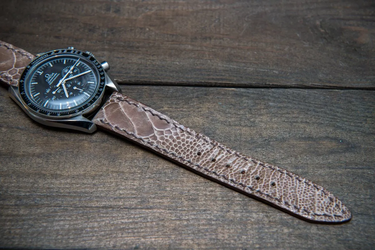 Ostrich legs leather watch straps/ Vintage beige/  handmade to order in Finland
