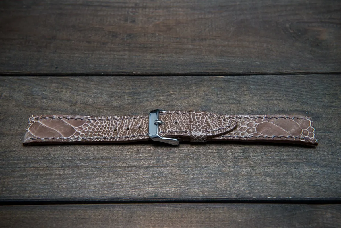 Ostrich legs leather watch straps/ Vintage beige/  handmade to order in Finland