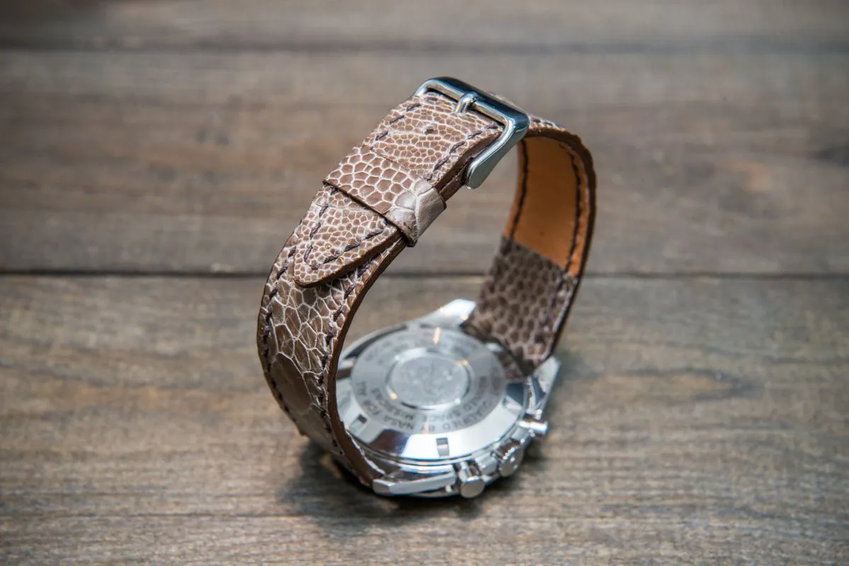 Ostrich legs leather watch straps/ Vintage beige/  handmade to order in Finland