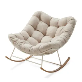 Outdoor Rocking Chair, Oversized Comfy Reading chair with Padded Cushion, Patio Rocking Chair for Backyard, Front Porch, and Living Room(Beige) Outdoor Rocking Chair, Oversized Comfy Reading chair with Padded Cushion, Patio Rocking Chair for Backyard, Front Porch, and Living Room(Beige)