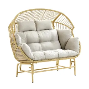 Patio Chairs Outdoor Egg Chair - 2 Person Wicker Rocking Glider Chair Rattan Patio Lounge Rocker Chairs with Cushion and Pillow for Outside Porch Deck Backyard Garden(Yellow/Beige) Patio Chairs Outdoor Egg Chair - 2 Person Wicker Rocking Glider Chair Rattan Patio Lounge Rocker Chairs with Cushion and Pillow for Outside Porch Deck Backyard Garden(Yellow/Beige)
