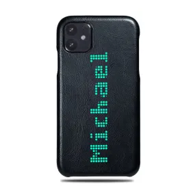 Personalized Bot Font iPhone 11 Black Leather Case Personalized Bot Font iPhone 11 Black Leather Case