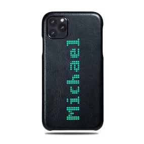 Personalized Bot Font iPhone 11 Pro Max Black Leather Case