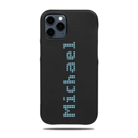 Personalized Bot Font iPhone 12 Pro Max Black Leather Case Personalized Bot Font iPhone 12 Pro Max Black Leather Case