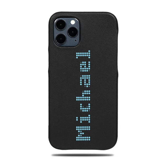 Personalized Bot Font iPhone 12 Pro Max Black Leather Case