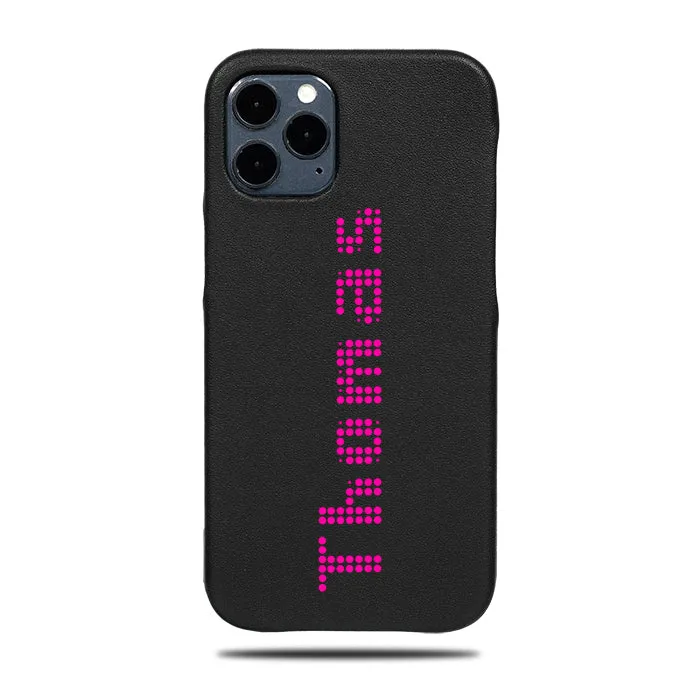 Personalized Bot Font iPhone 12 Pro Max Black Leather Case