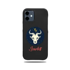 Personalized Capricorn iPhone 12 mini Black Leather Case Personalized Capricorn iPhone 12 mini Black Leather Case