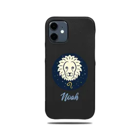 Personalized Leo iPhone 12 mini Black Leather Case Personalized Leo iPhone 12 mini Black Leather Case