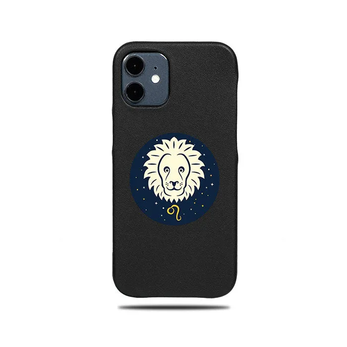 Personalized Leo iPhone 12 mini Black Leather Case