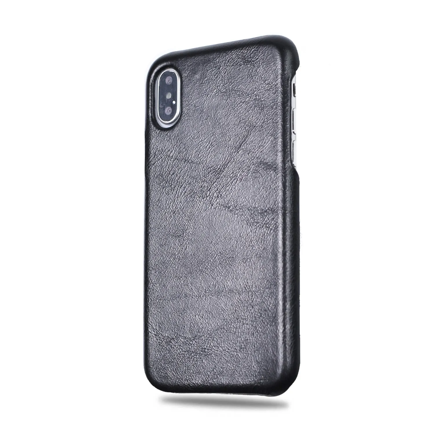 Personalized Orange & Blue Flowers iPhone Xs Max Black Leather Case