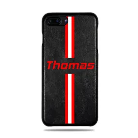 Personalized Red Stripe iPhone 8 Plus / iPhone 7 Plus Black Leather Case Personalized Red Stripe iPhone 8 Plus / iPhone 7 Plus Black Leather Case