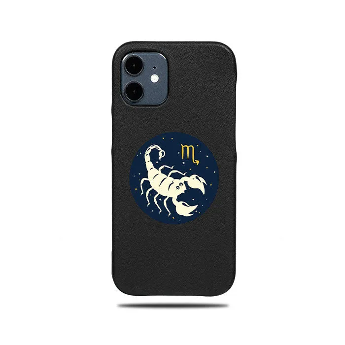 Personalized Scorpio iPhone 12 mini Black Leather Case