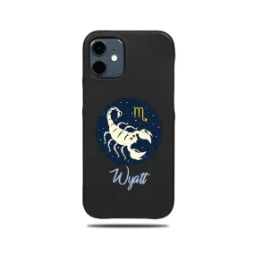 Personalized Scorpio iPhone 12 mini Black Leather Case Personalized Scorpio iPhone 12 mini Black Leather Case