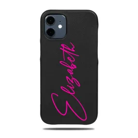 Personalized Signature iPhone 12 Black Leather Case Personalized Signature iPhone 12 Black Leather Case