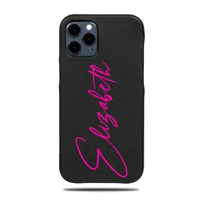 Personalized Signature iPhone 12 Pro Max Black Leather Case Personalized Signature iPhone 12 Pro Max Black Leather Case