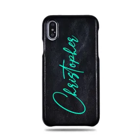 Personalized Signature iPhone Xs / iPhone X Black Leather Case Personalized Signature iPhone Xs / iPhone X Black Leather Case