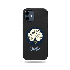 Personalized Virgo iPhone 12 Black Leather Case Personalized Virgo iPhone 12 Black Leather Case