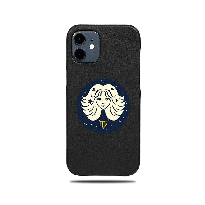 Personalized Virgo iPhone 12 Black Leather Case