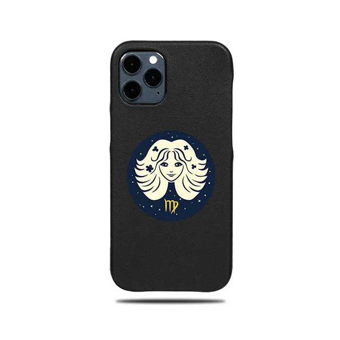 Personalized Virgo iPhone 12 Pro Black Leather Case