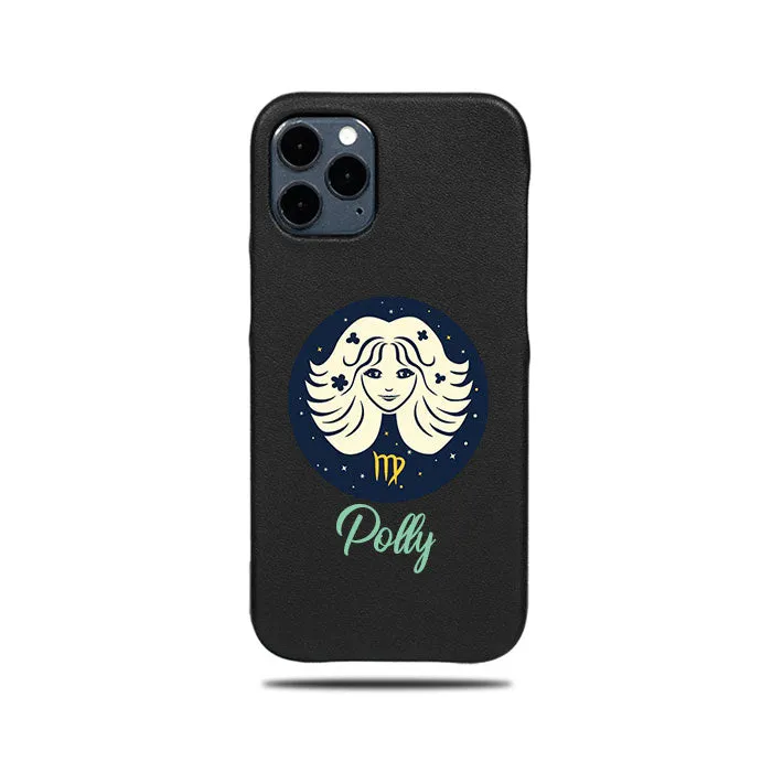 Personalized Virgo iPhone 12 Pro Black Leather Case